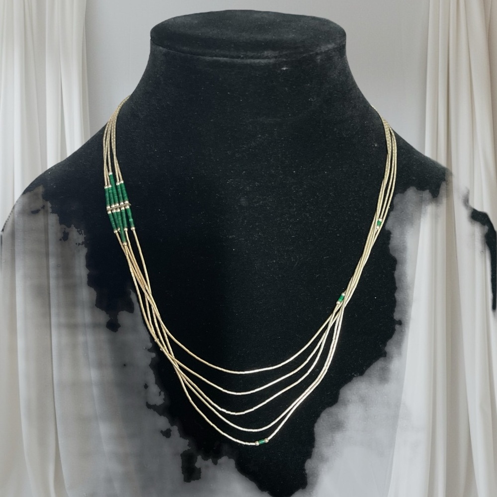 Liquid Sterling Silver Malachite Five-Strand Necklace